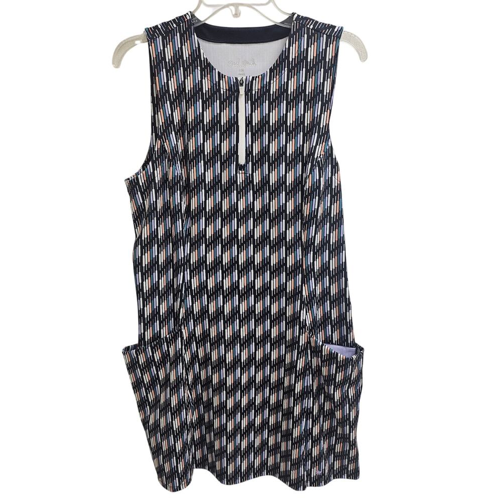 Bad Birdie Mirabel Sleeveless Golf Dress 1/4 Zip in Black Cattail Multi - L